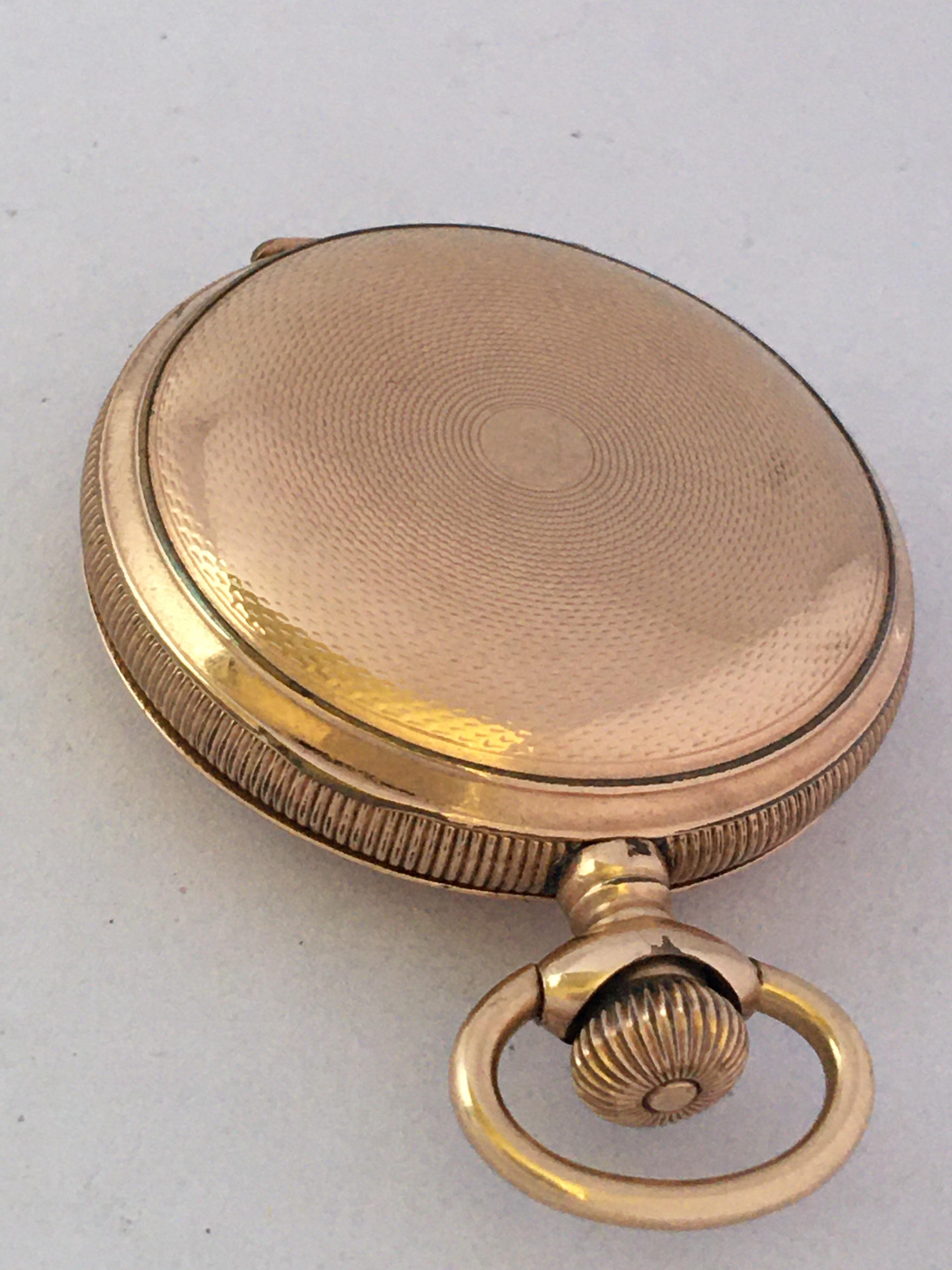 Small Antique Gold-Plated Full Hunter Elgin National Watch Co. Pocket Watch 6