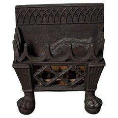 Small Antique Gothic Style Cast Iron Fire Grate