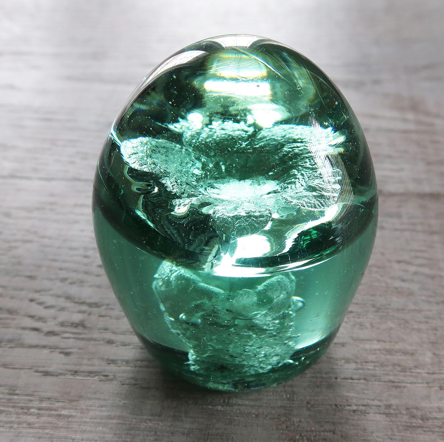 Victorian Small Antique Green Glass Sculpture, English, Late 19th Century