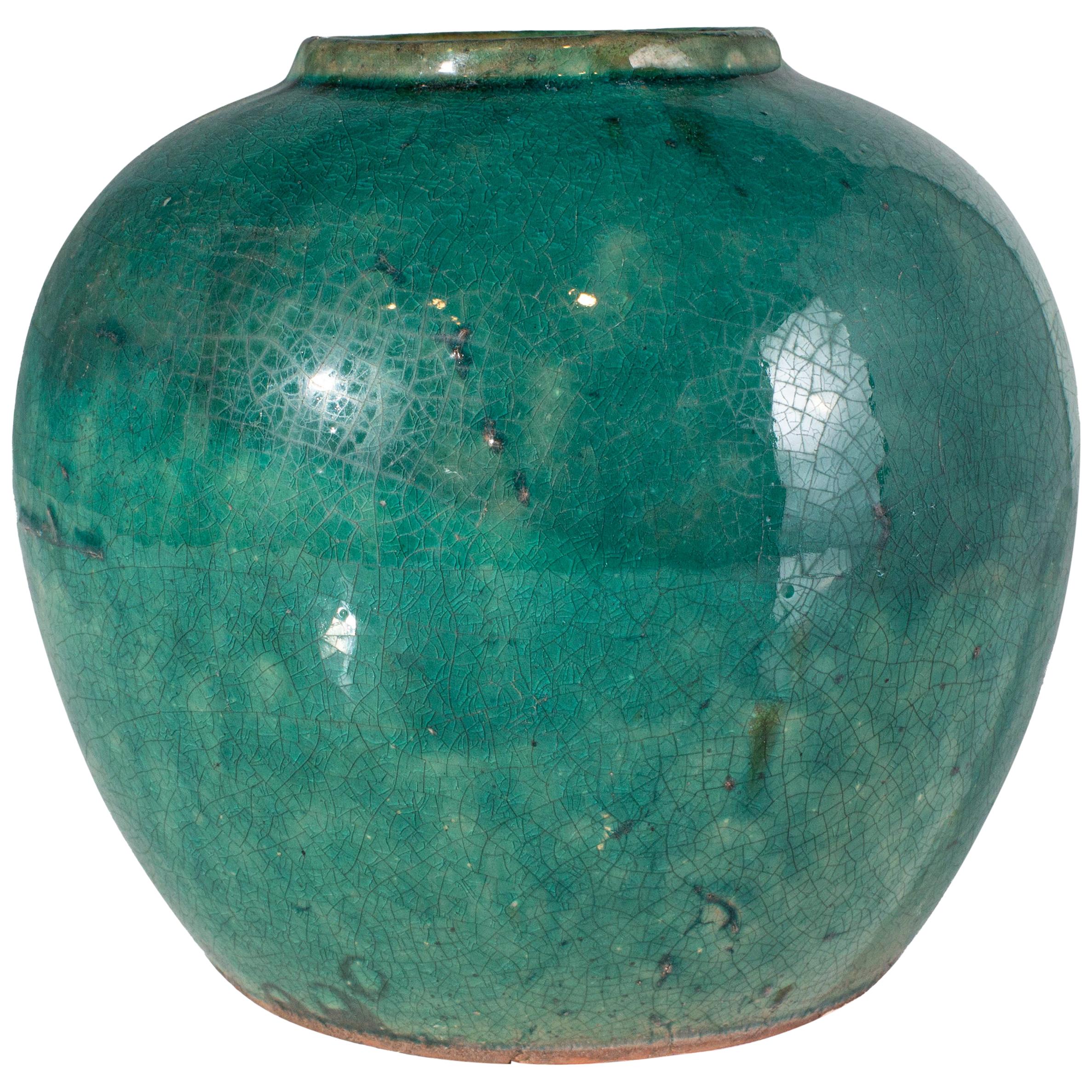 Small Antique Green Glaze Jar