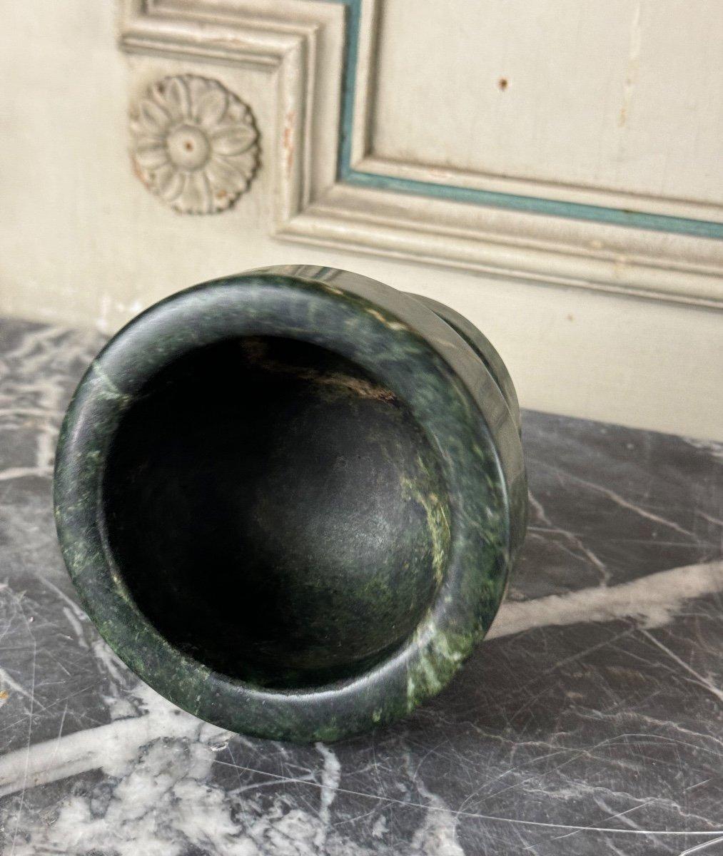 Francese Piccolo mortaio antico in marmo verde, XIX secolo