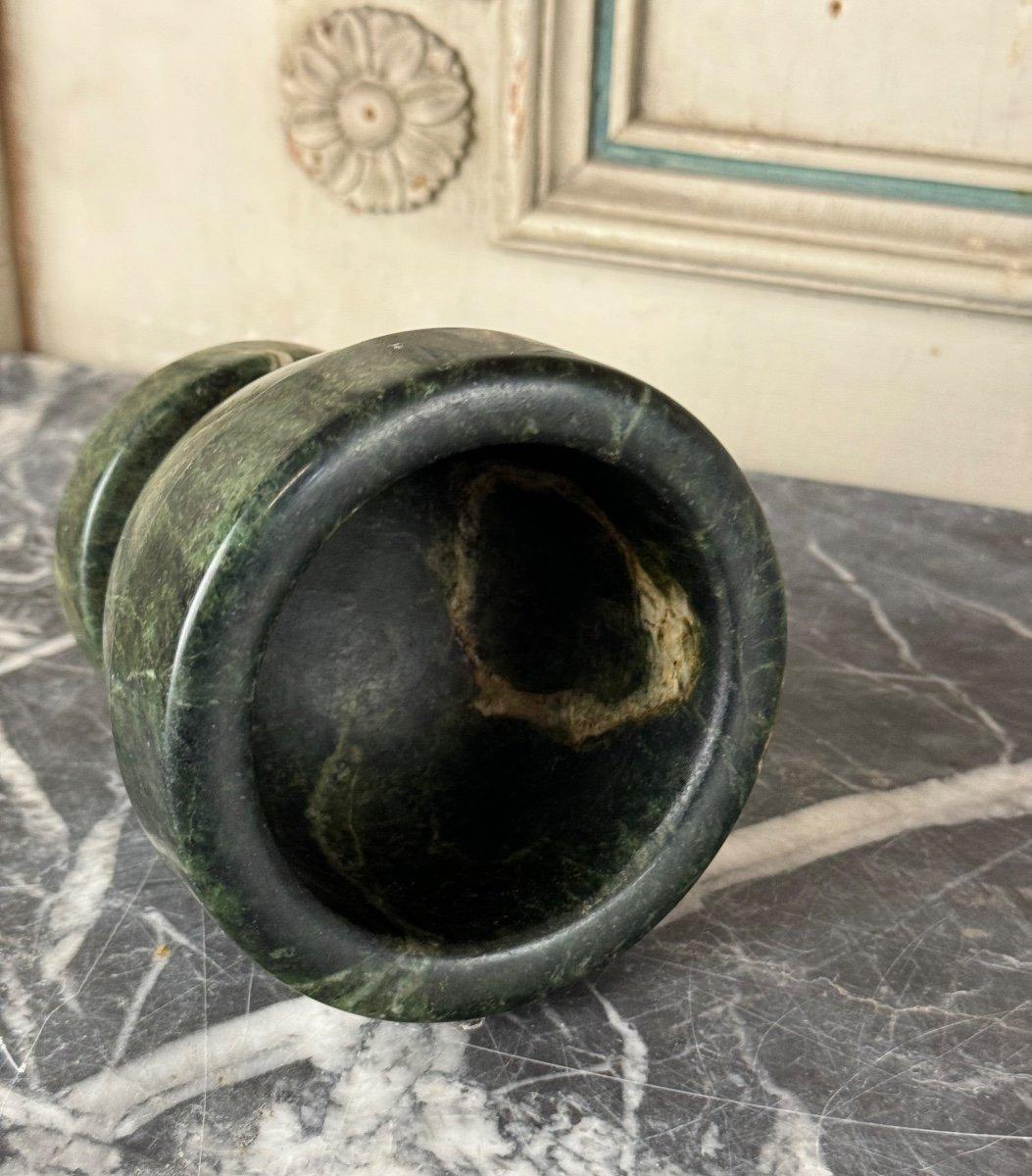 Piccolo mortaio antico in marmo verde, XIX secolo 1