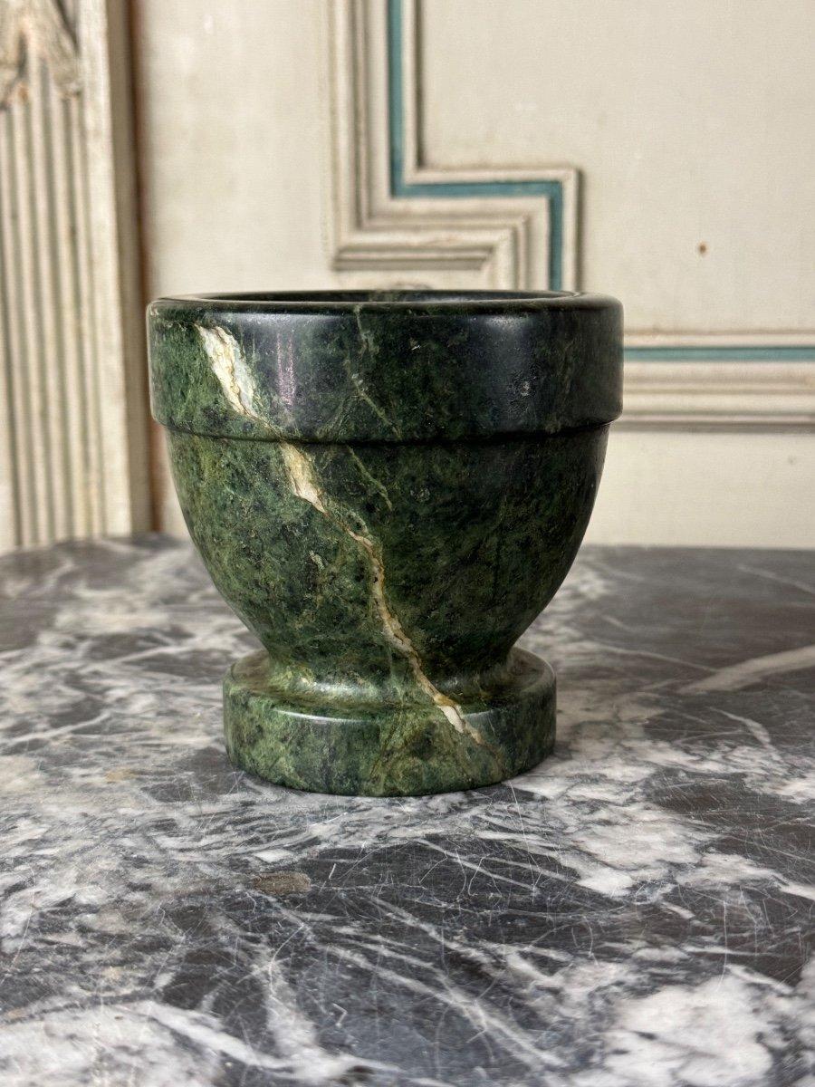 Piccolo mortaio antico in marmo verde, XIX secolo 2