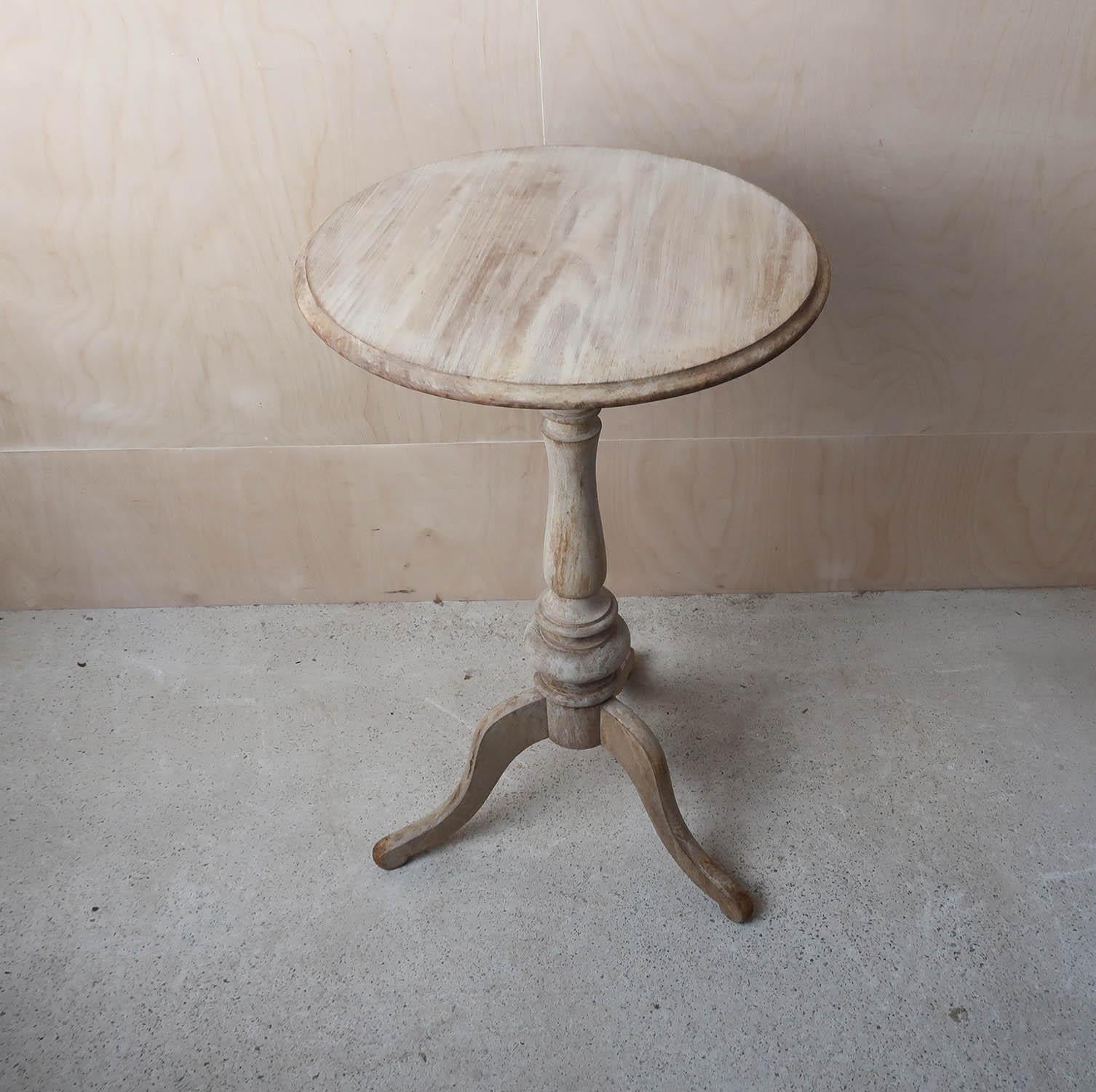 Wood Small Antique Gustavian Style Round Bleached Table, English, C.1850