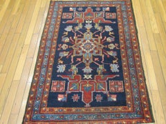 Small Antique Hand Knotted Wool Persian Heriz Rug