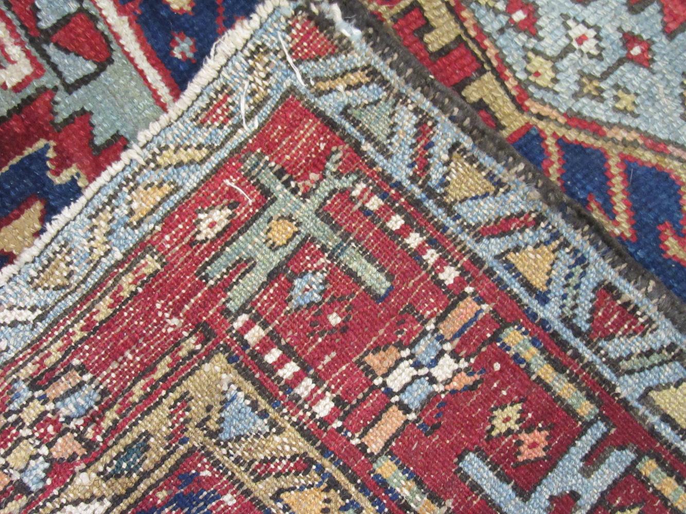 20th Century Small Antique Hand-Knotted Wool Persian Heriz Rug