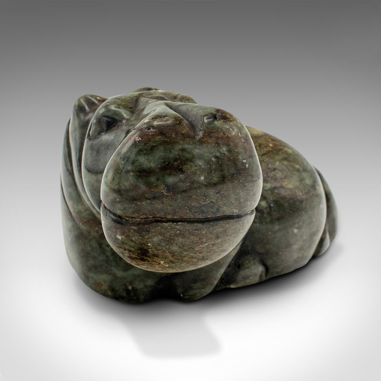 Late Victorian Small Antique Hippopotamus Figure, African, Soapstone, Hand Carved, Victorian For Sale