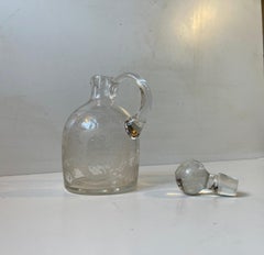 Small Antique Holmegaard Decanter in Etched Glass, 1900s