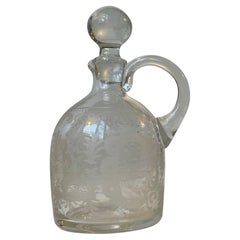 Antiker Holmegaard-Dekanter aus geätztem Glas, 1900er Jahre