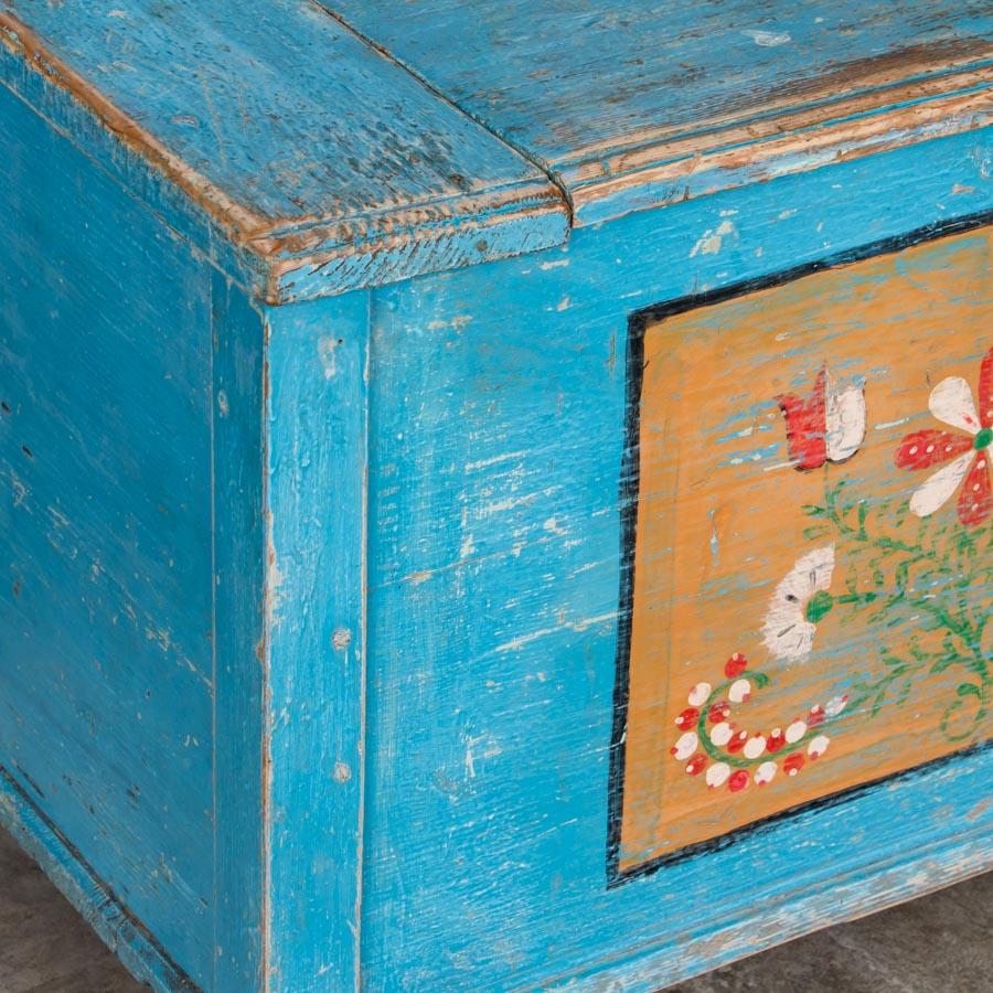 19th Century Small Antique Hungarian Folk Art Storage Bench