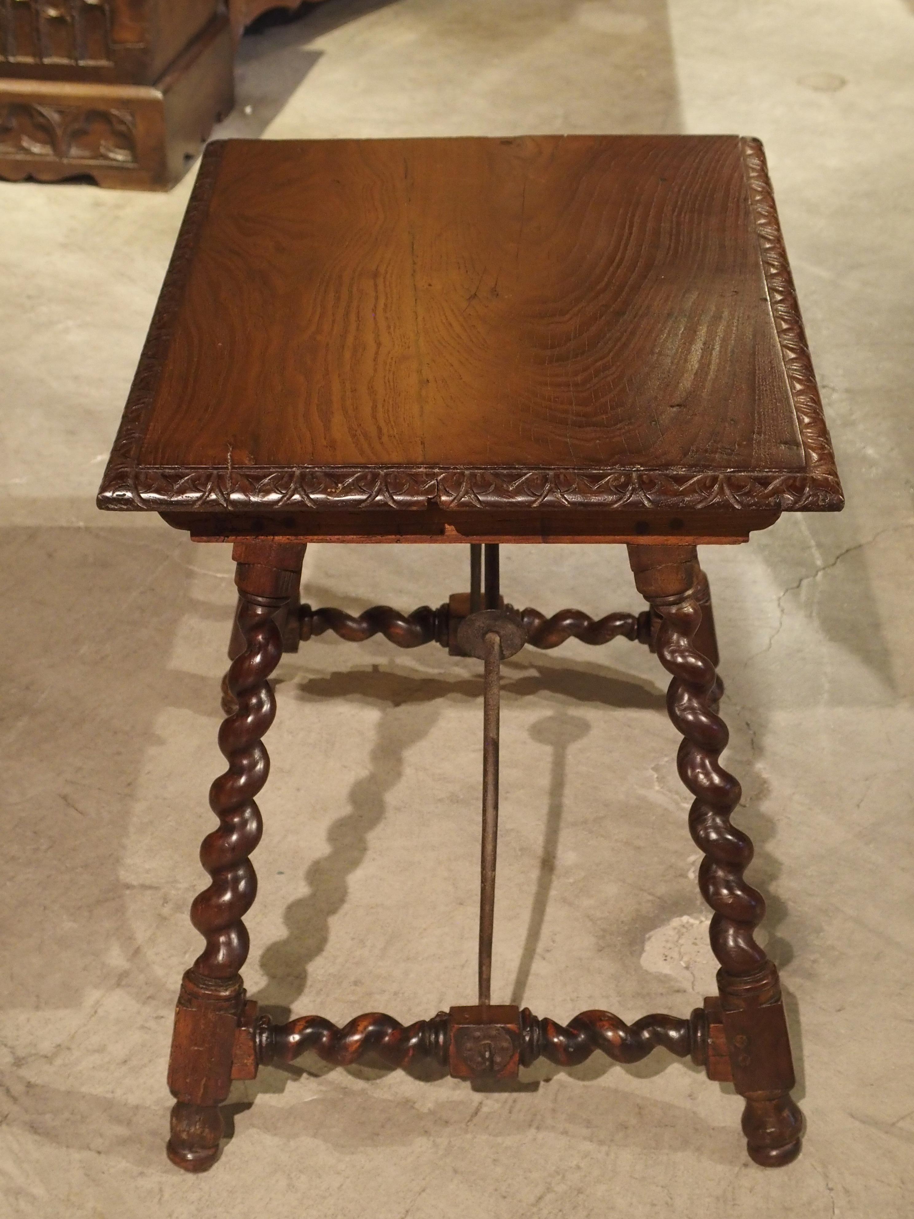 Small Antique Iberian Oak Side Table, Early 20th Century 2