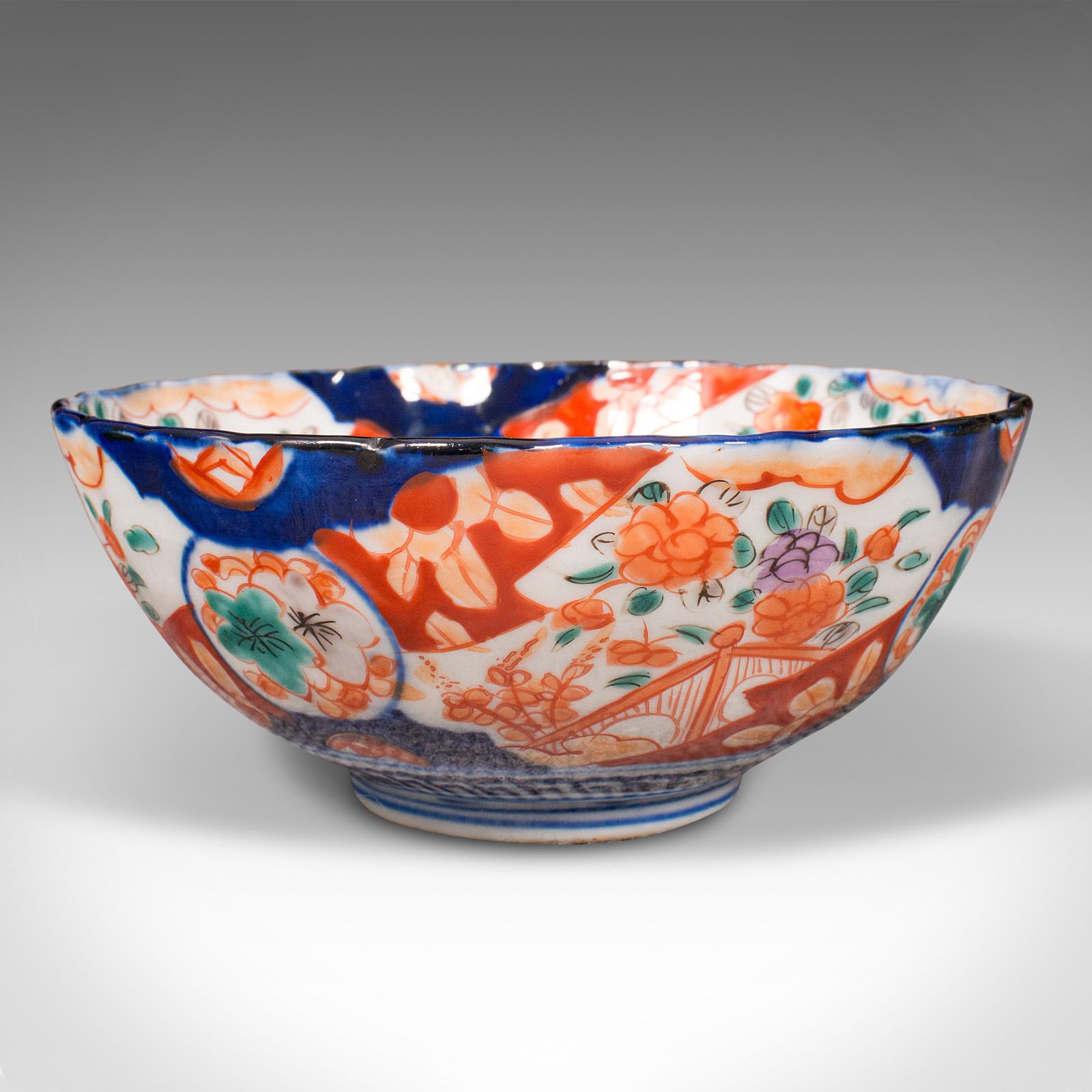19th Century Small Antique Imari Bowl, Japanese, Ceramic, Decorative Dish, Meiji, Victorian For Sale