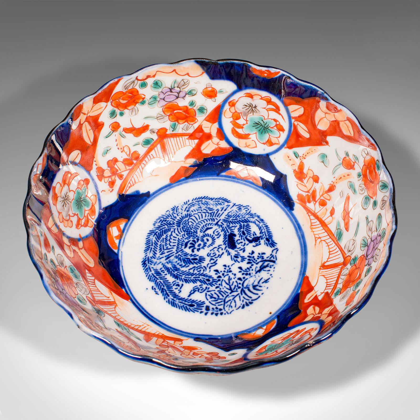 Small Antique Imari Bowl, Japanese, Ceramic, Decorative Dish, Meiji, Victorian For Sale 1