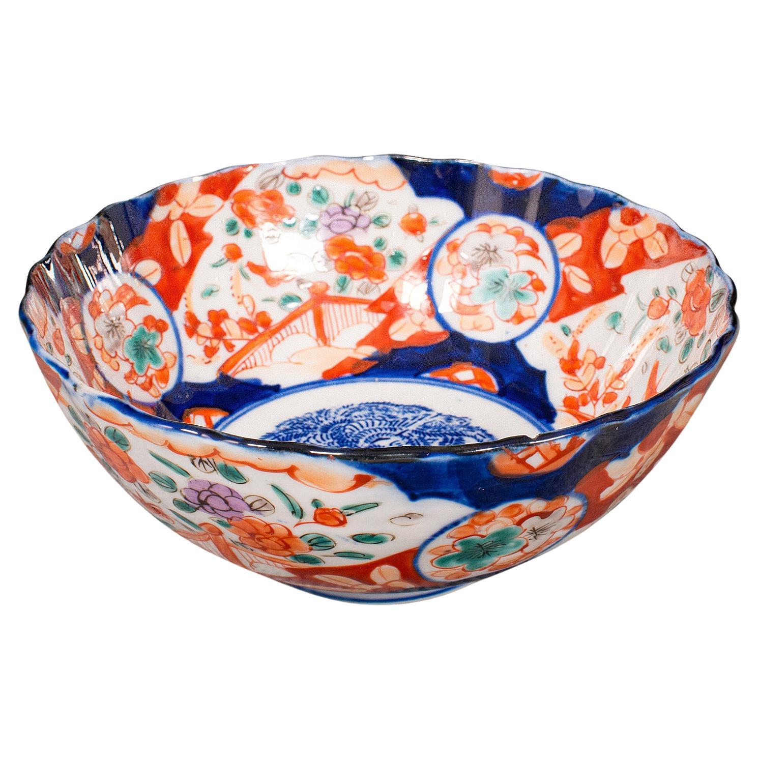 Small Antique Imari Bowl, Japanese, Ceramic, Decorative Dish, Meiji, Victorian For Sale