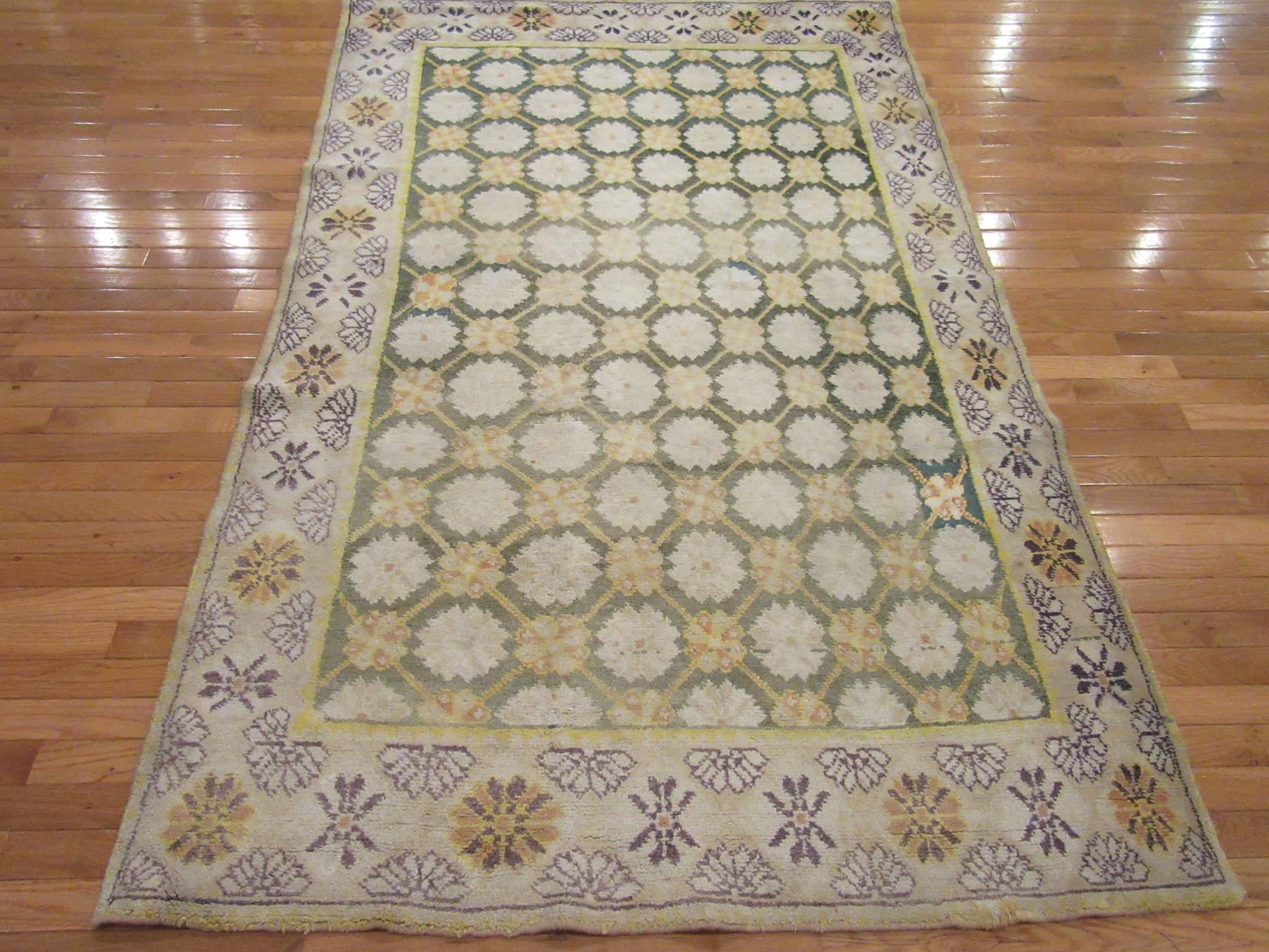 Small Antique Hand Knotted India Cotton Agra Rug For Sale 6