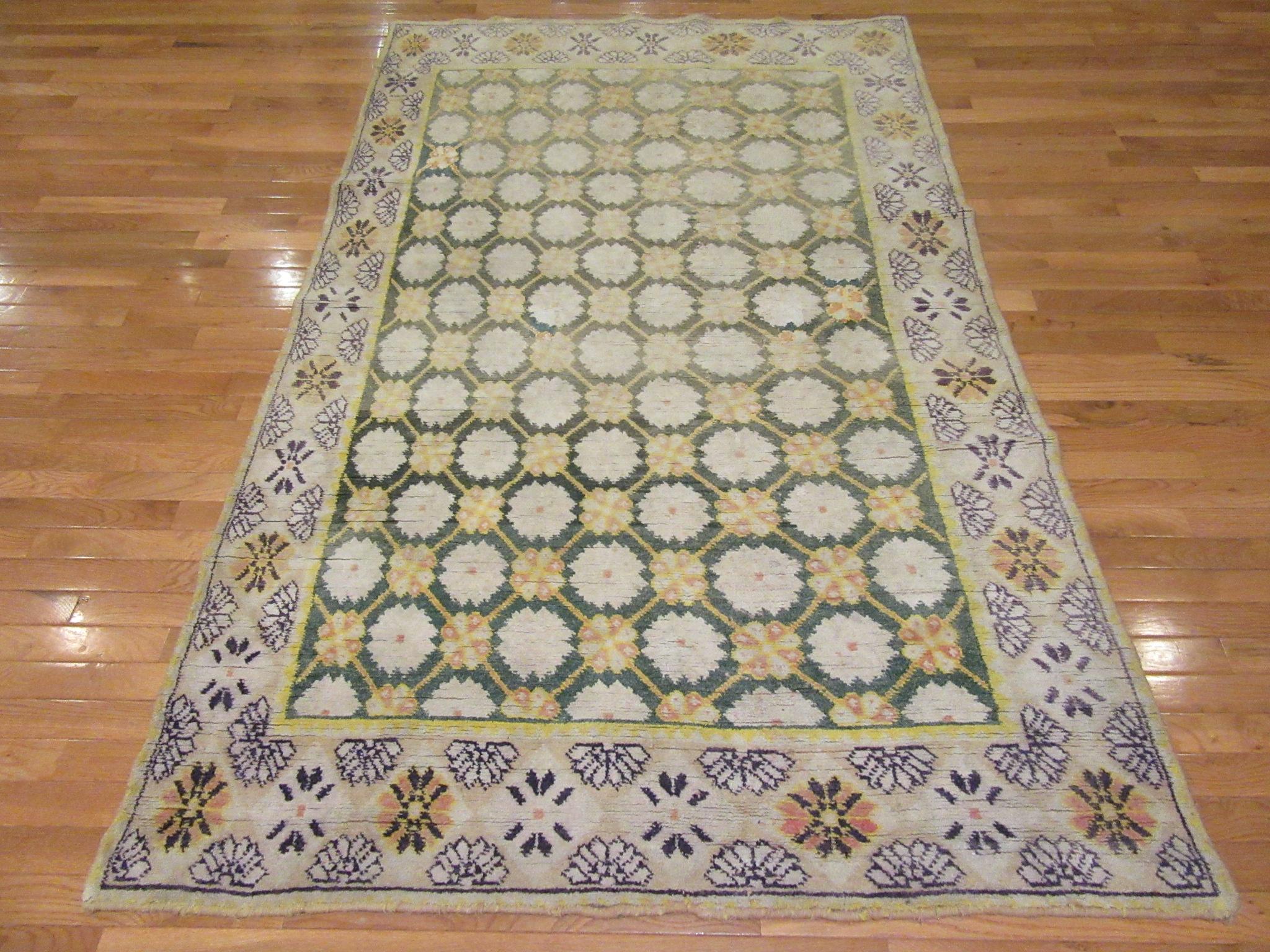 Small Antique Hand Knotted India Cotton Agra Rug For Sale 2