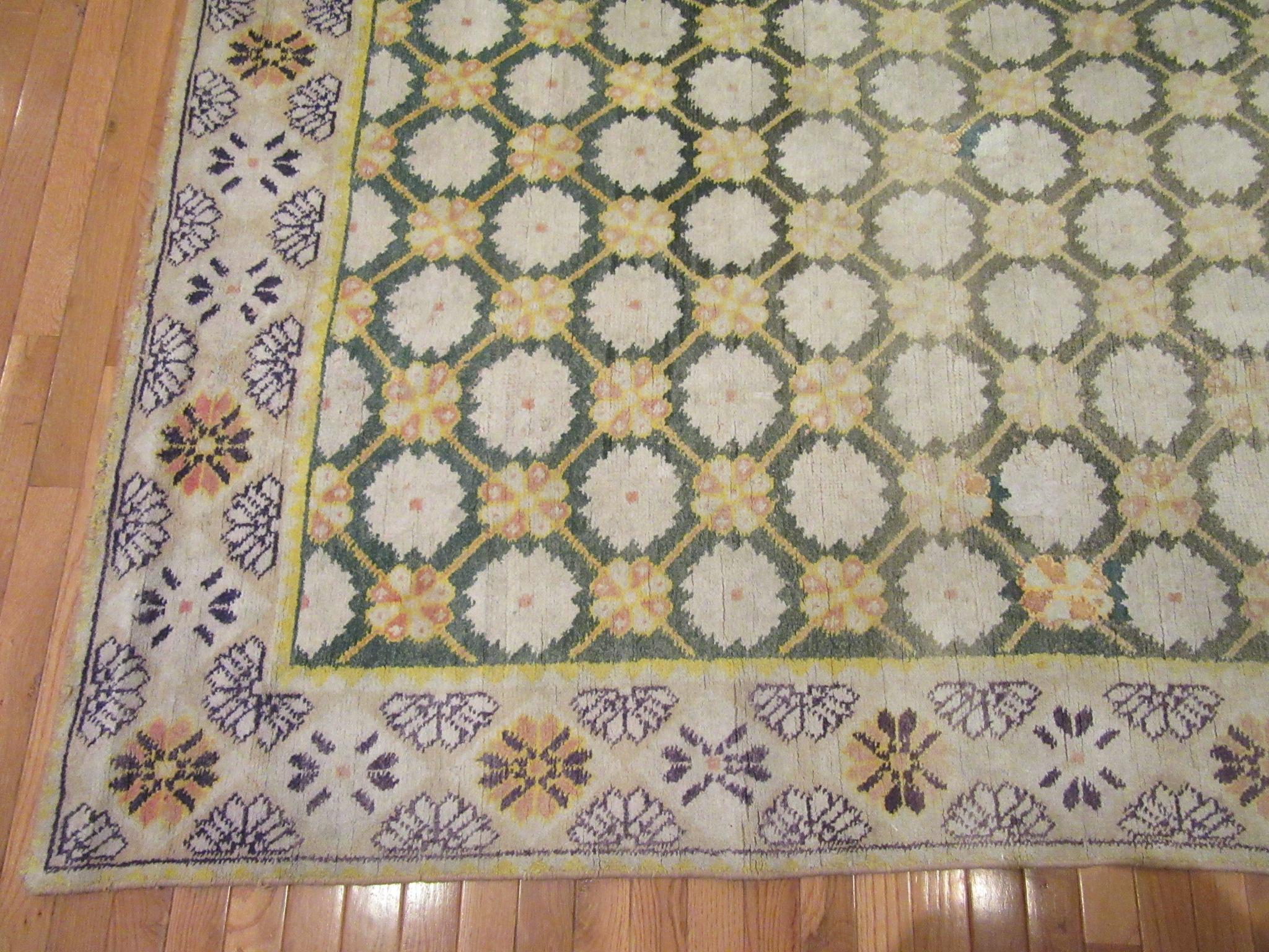 Small Antique Hand Knotted India Cotton Agra Rug For Sale 3