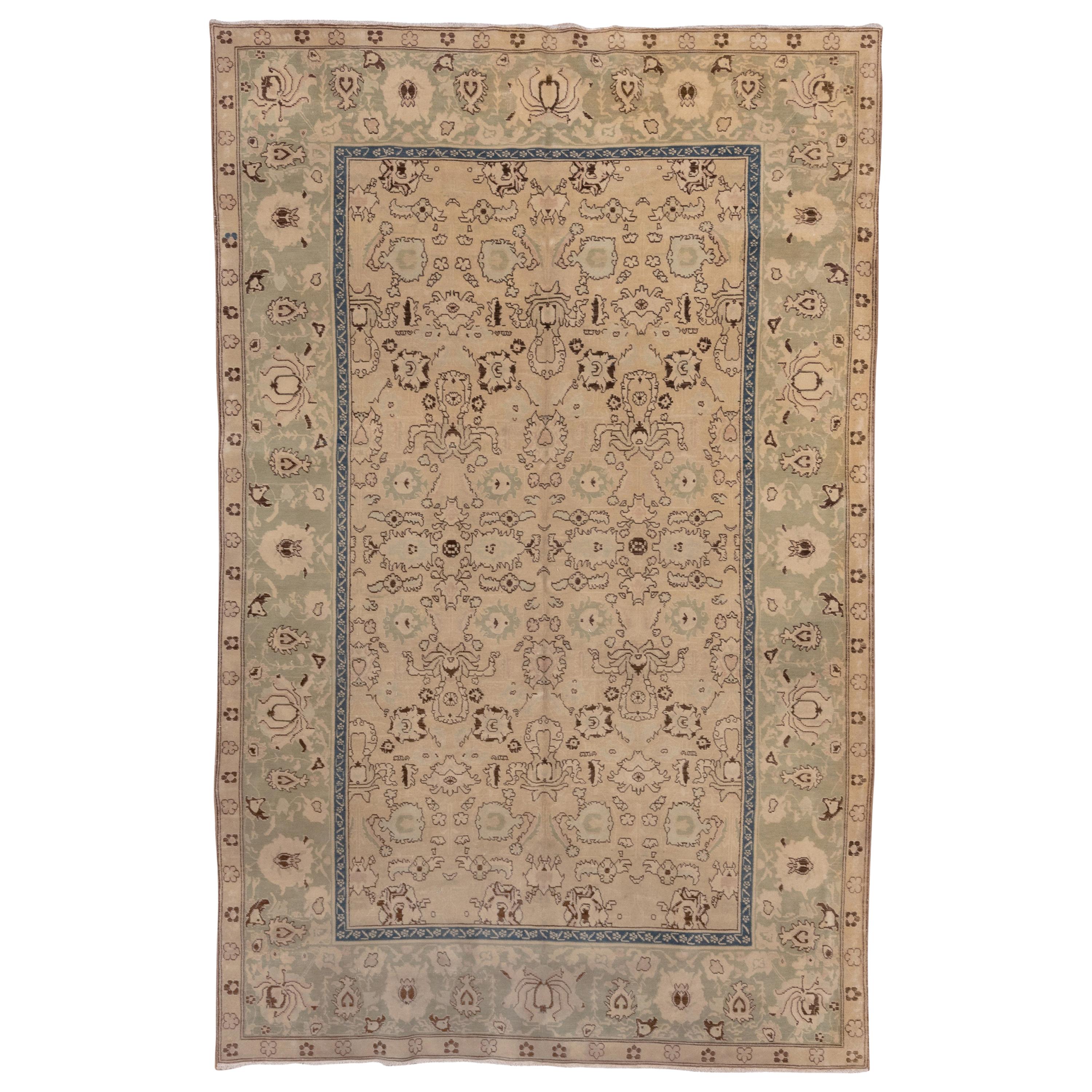 Small Antique Indian Agra Carpet, circa 1920s, Soft Palette