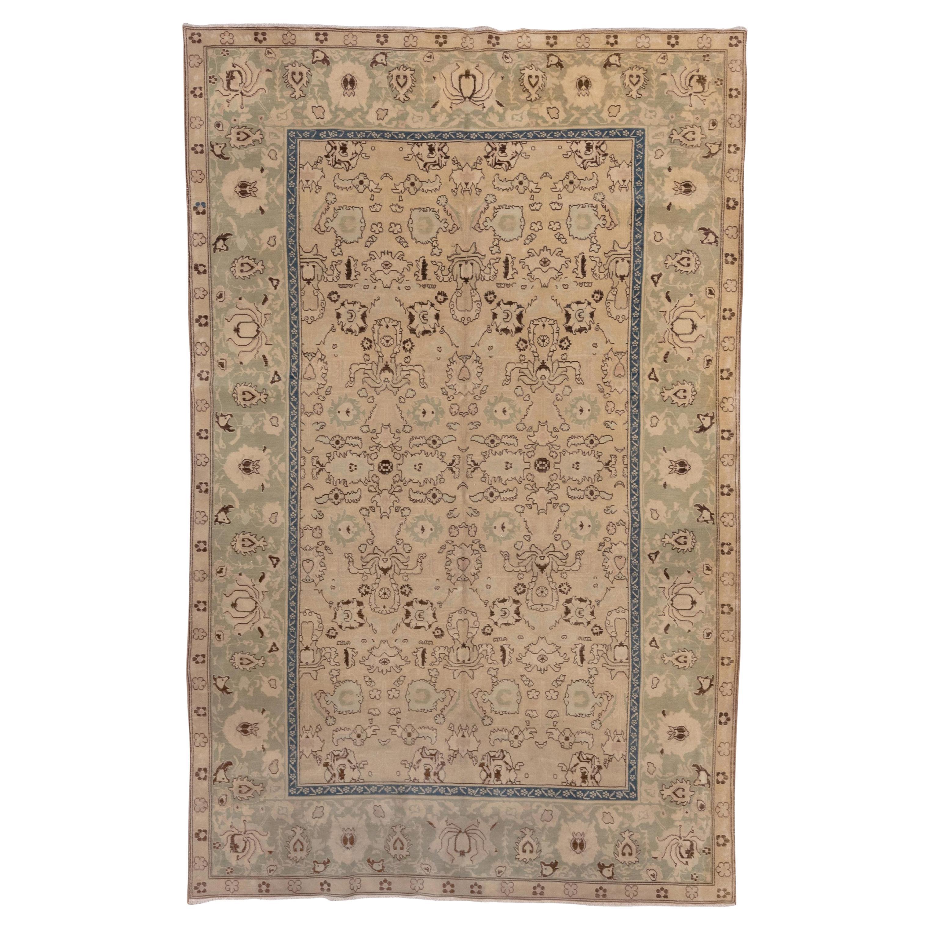 Small Antique Indian Agra Carpet, circa 1920s, Soft Palette