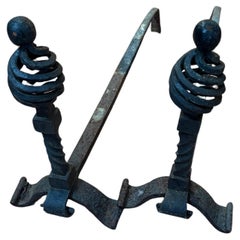 Small Antique Iron Andirons