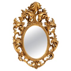 Small Antique Italian Rococo Gilt Wood Mirror