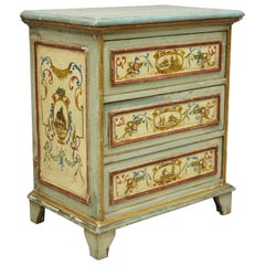 Small Antique Italian Venetian Blue Painted 3-Drawer Commode Chest of Drawers