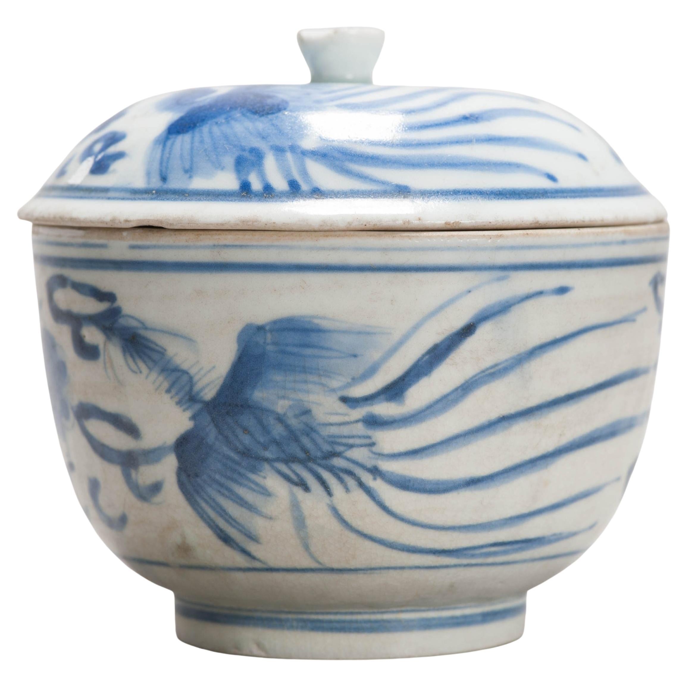 Piccolo vaso antico giapponese Arita in bianco e blu Periodo Edo, circa 1670-1690 in vendita