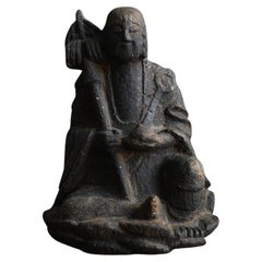 Small antique Japanese stone Buddha "Jizo Bodhisattva" / 1750-1850 / Edo period