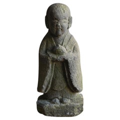 Small antique Japanese stone Buddha "Jizo Bodhisattva" / Edo / Garden ornament
