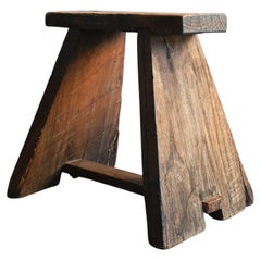 Small antique Japanese wooden stool / 1900-1920 / Tasteful chair
