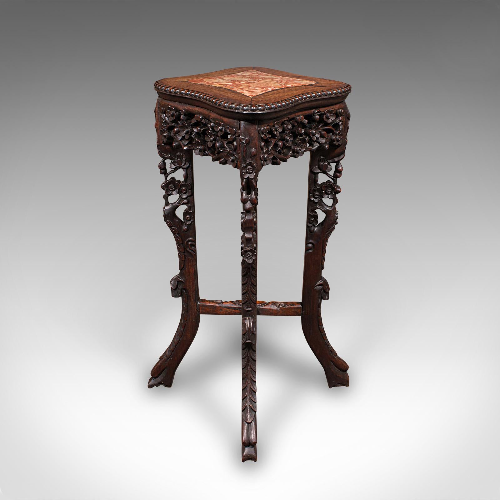 Petite table de jardinière ancienne, orientale, en marbre, à vin, table de lampe, victorienne Bon état - En vente à Hele, Devon, GB