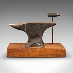 Small Antique Jeweller's Anvil, English, Cast Iron, Oak, Decorative, Edwardian