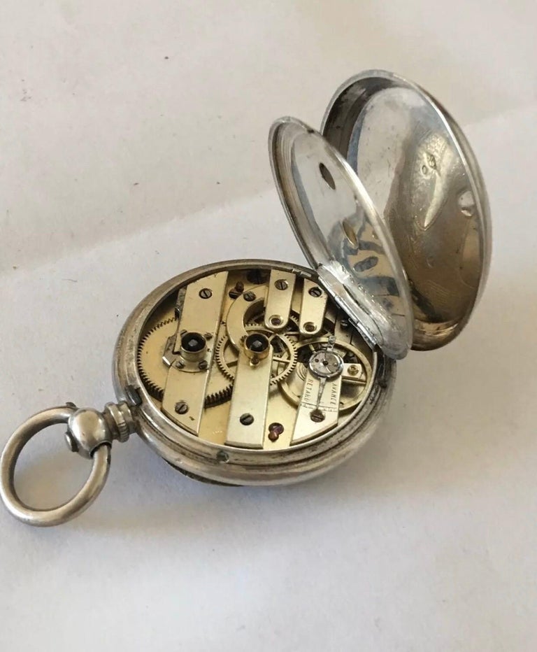 Small Antique KeyWind Silver Pocket Watch For Sale at 1stdibs