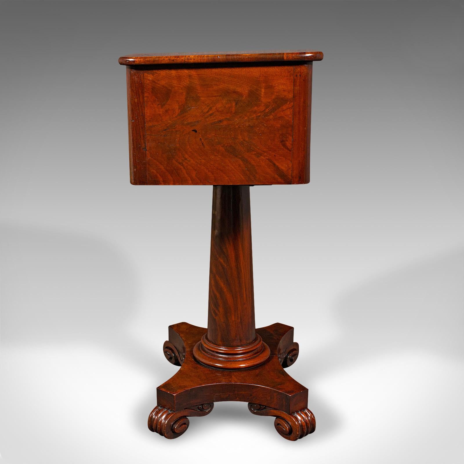 Wood Small Antique Ladies Correspondence Table, English, Flame, Writing, William IV For Sale