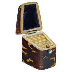 Small Antique Lady's Stamp Box, English, Faux Tortoiseshell Case, Edwardian