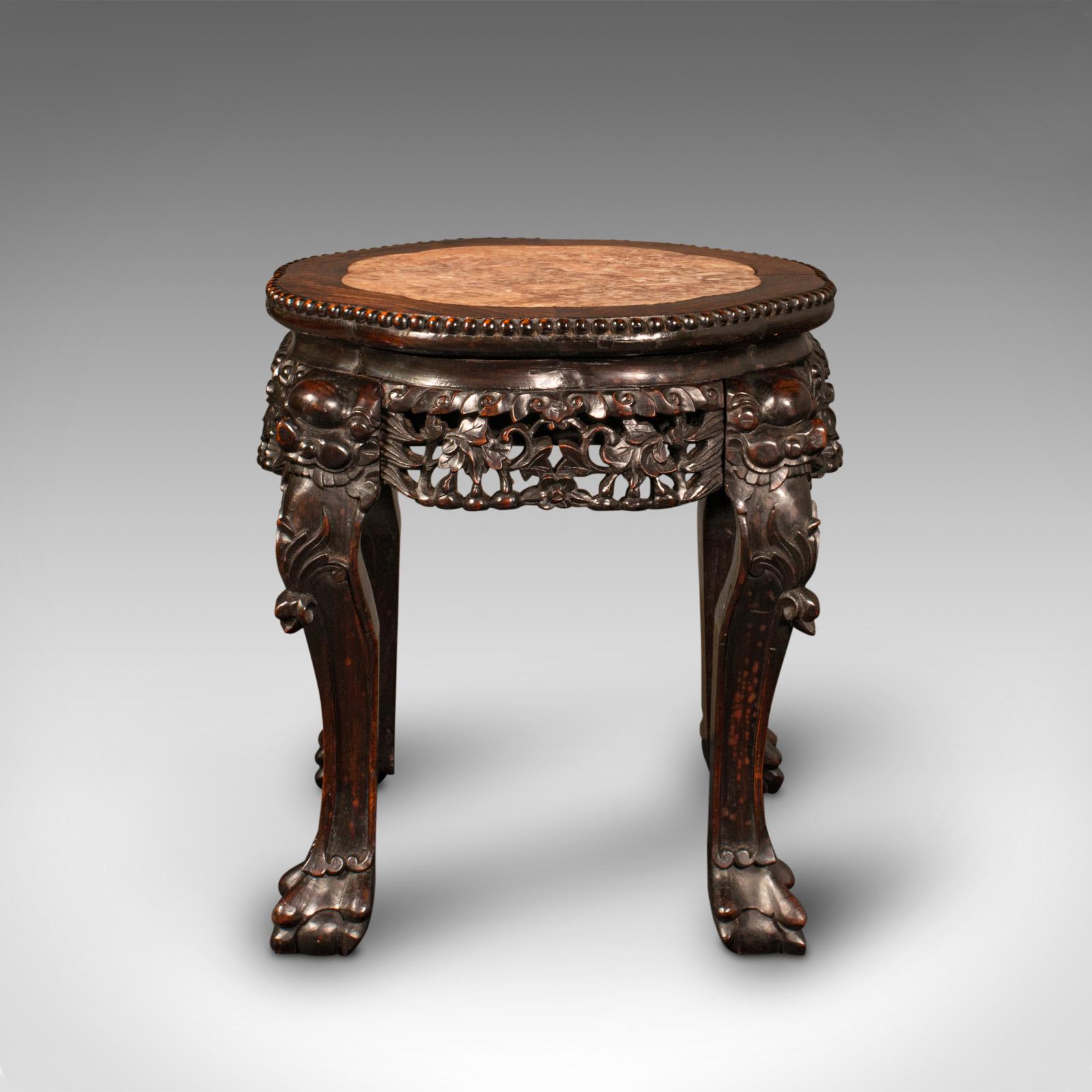19th Century Small Antique Lamp Table, Chinese, Marble, Wine, Vase Stand, Victorian, C.1900 For Sale