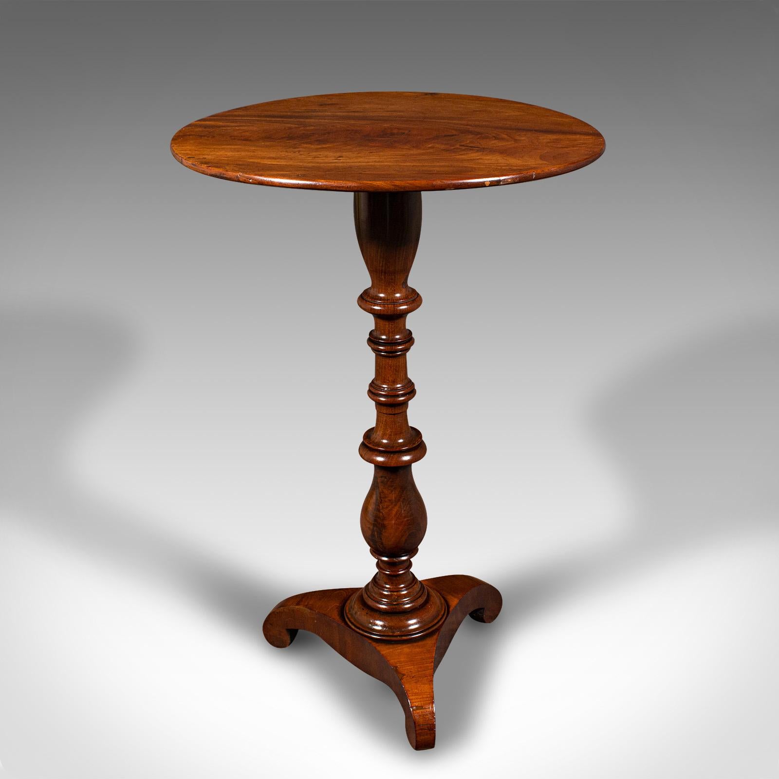 British Small Antique Lamp Table, English, Flame, Wine, Occasional, Regency, Circa 1820