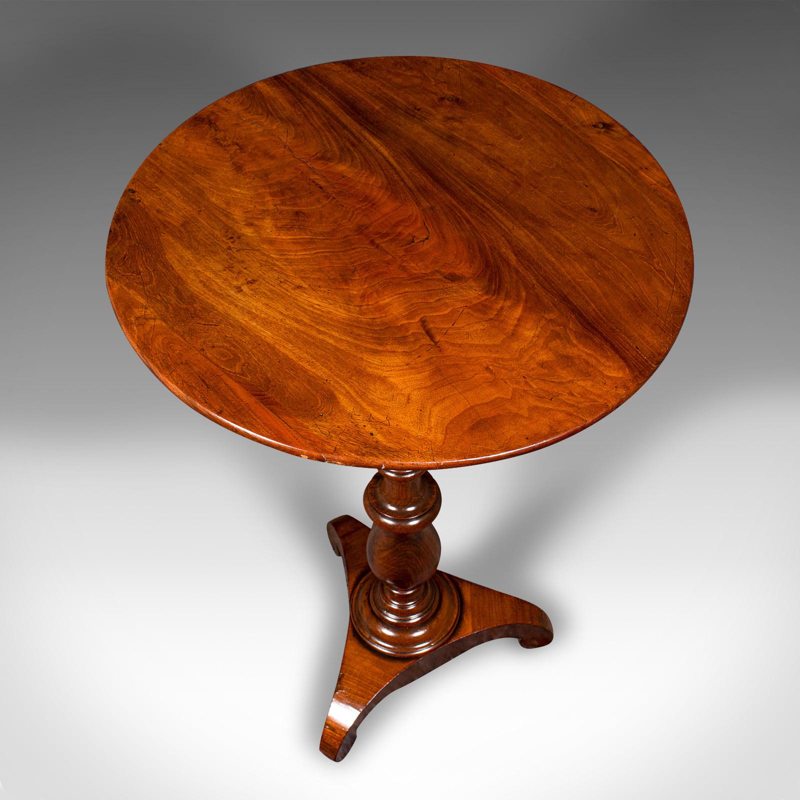 Wood Small Antique Lamp Table, English, Flame, Wine, Occasional, Regency, Circa 1820