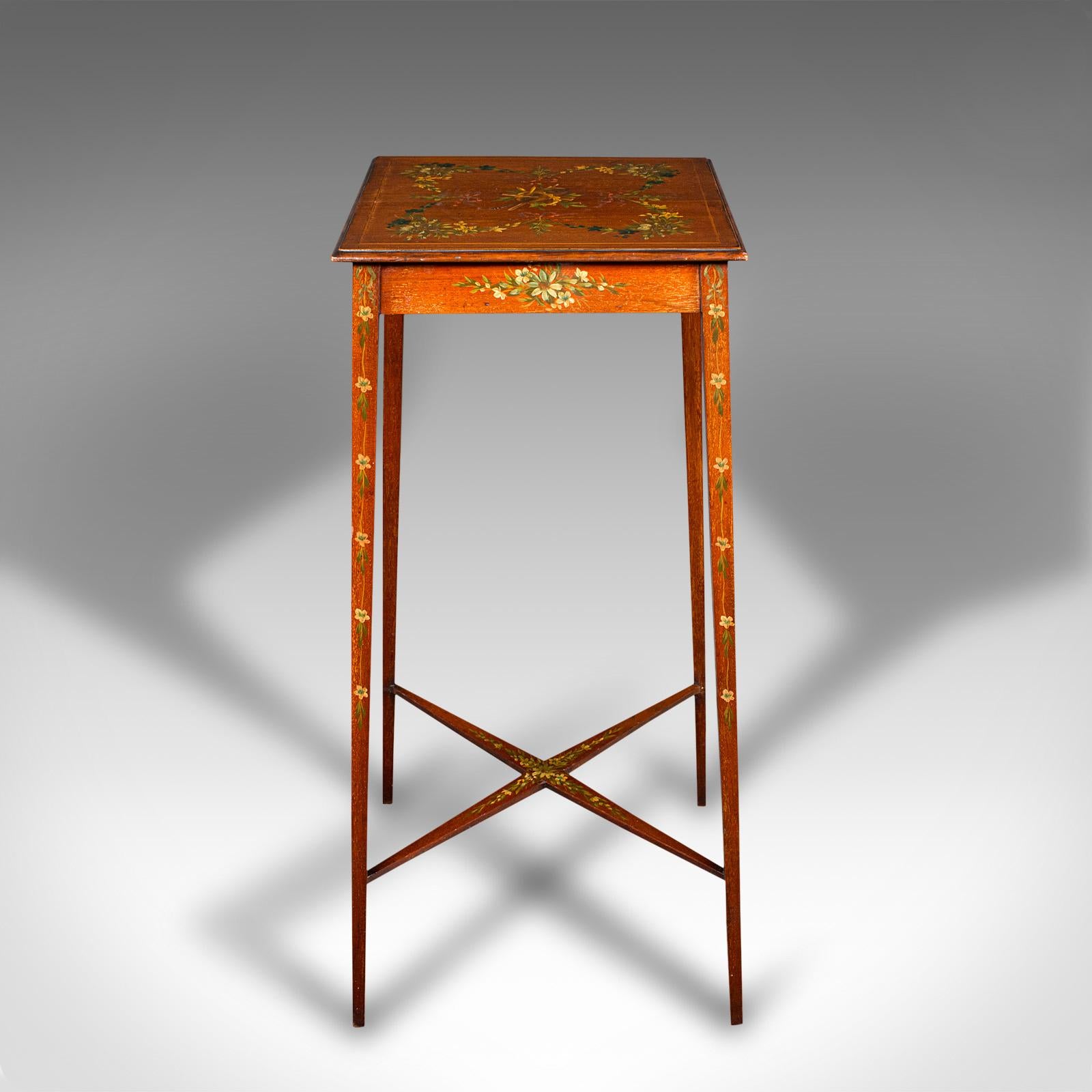 British Small Antique Lamp Table, English, Occasional, Hand Painted Decor, Regency, 1820 For Sale