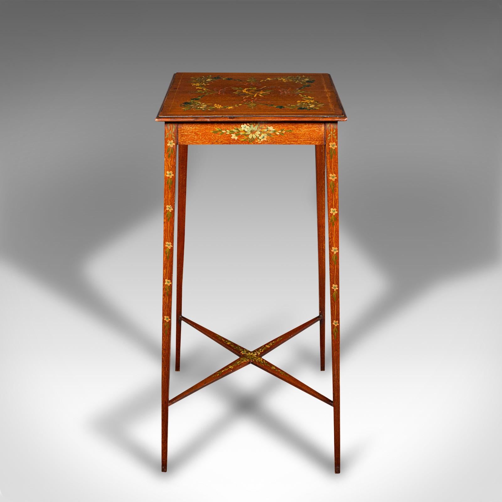 19th Century Small Antique Lamp Table, English, Occasional, Hand Painted Decor, Regency, 1820 For Sale