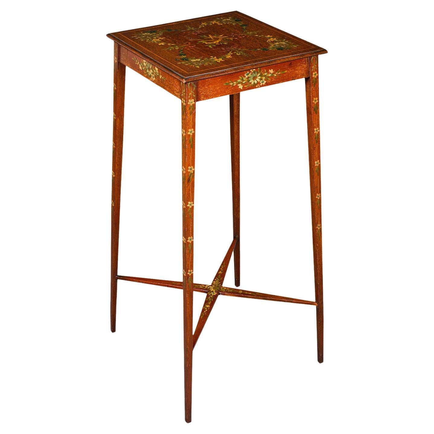 Small Antique Lamp Table, English, Occasional, Hand Painted Decor, Regency, 1820 For Sale