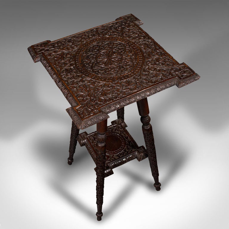 Small Antique Lamp Table, Indian, Carved Teak, Decorative, Occasional ...
