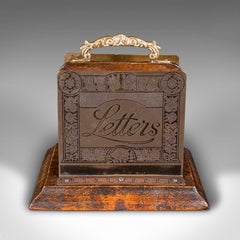 Small Antique Letter Rack, English Oak Desktop Tidy, Office Organiser, Edwardian