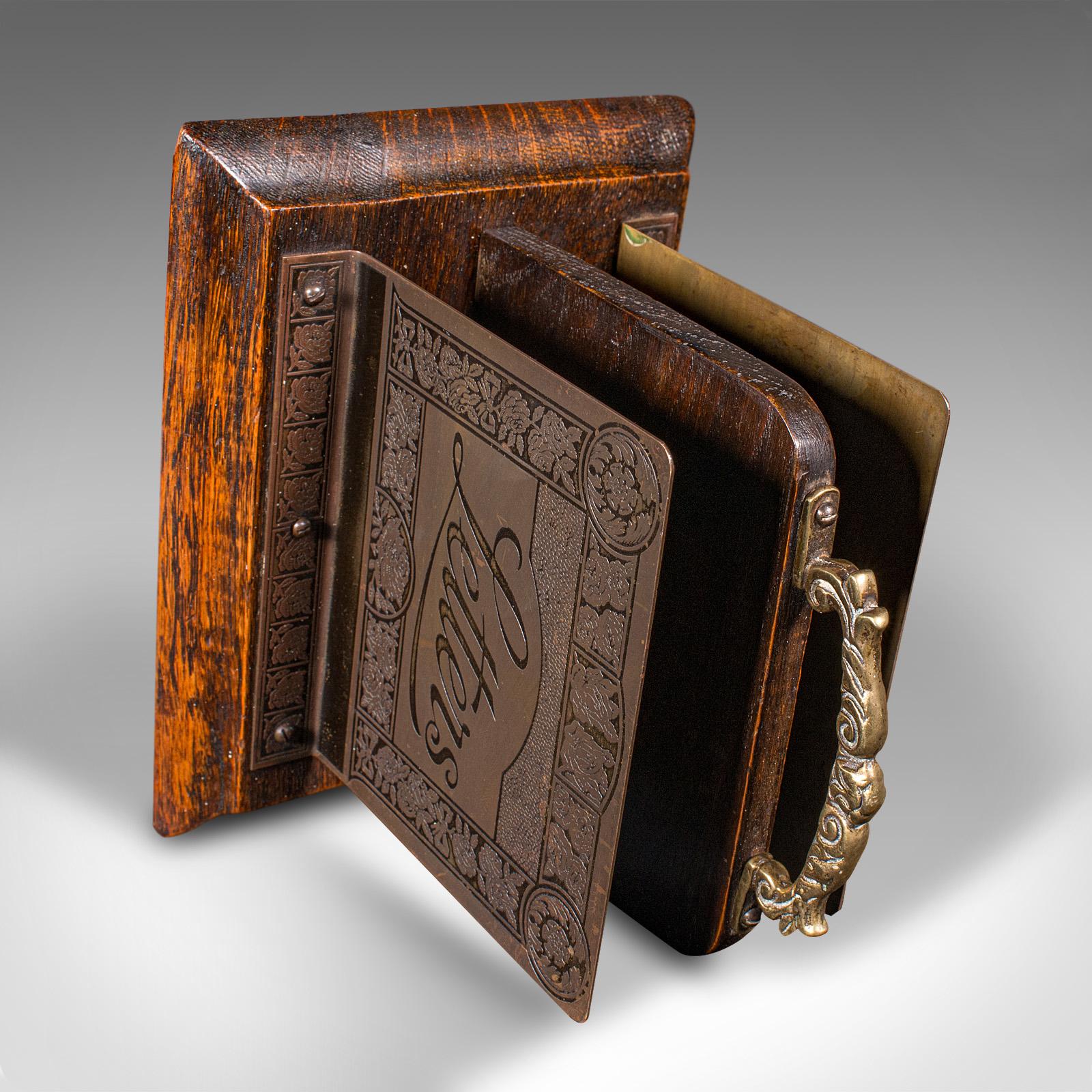 Antiker Briefständer aus englischer Eiche, Tidy, Büro Organiser, Edwardian, Edwardian im Angebot 1