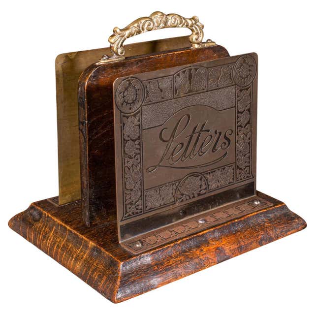 Antique English Cast Brass Desktop Letter Rack Holder, circa 1900 For ...