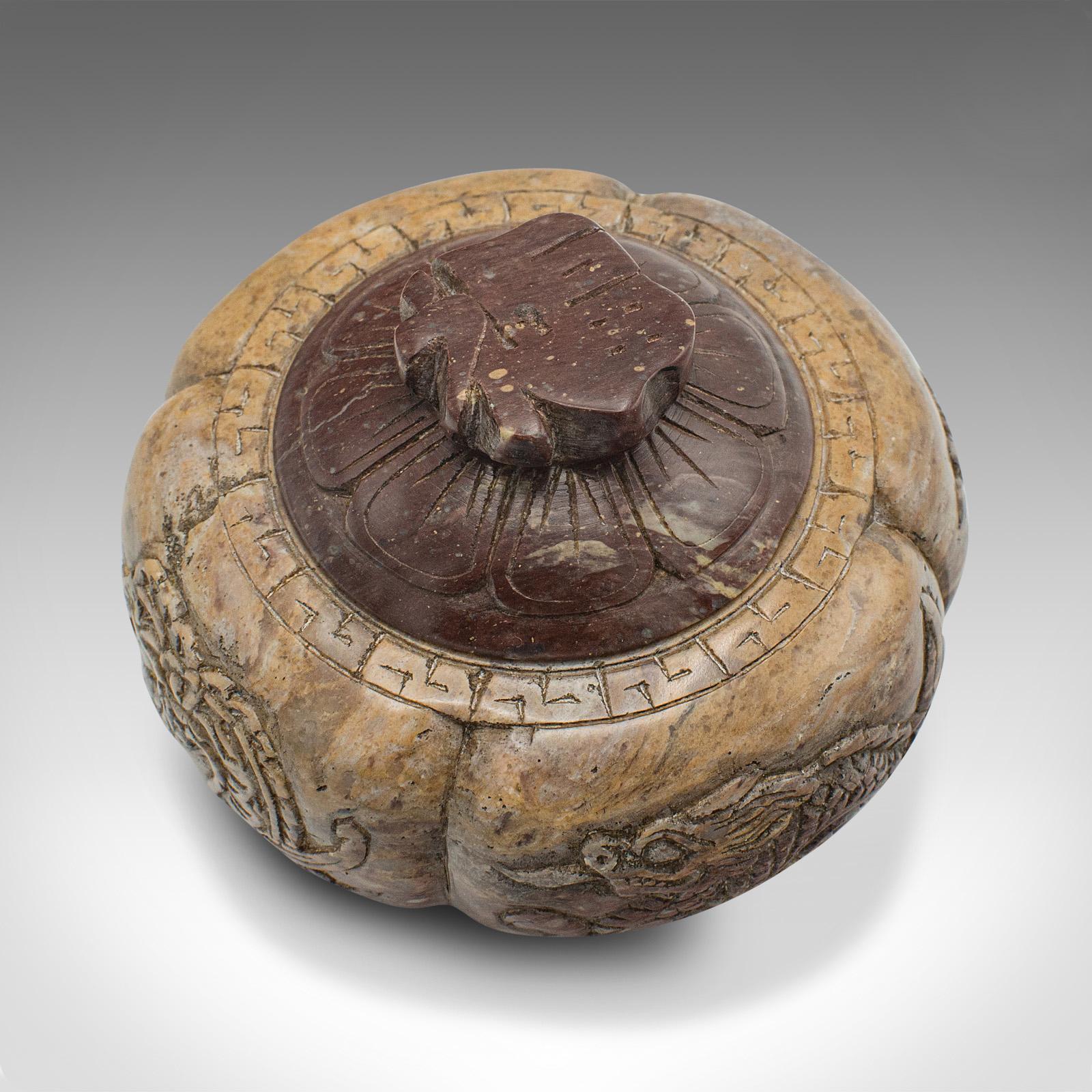 Small Antique Lidded Pot, Chinese, Carved, Soapstone, Snuff Jar, Victorian, 1900 For Sale 2
