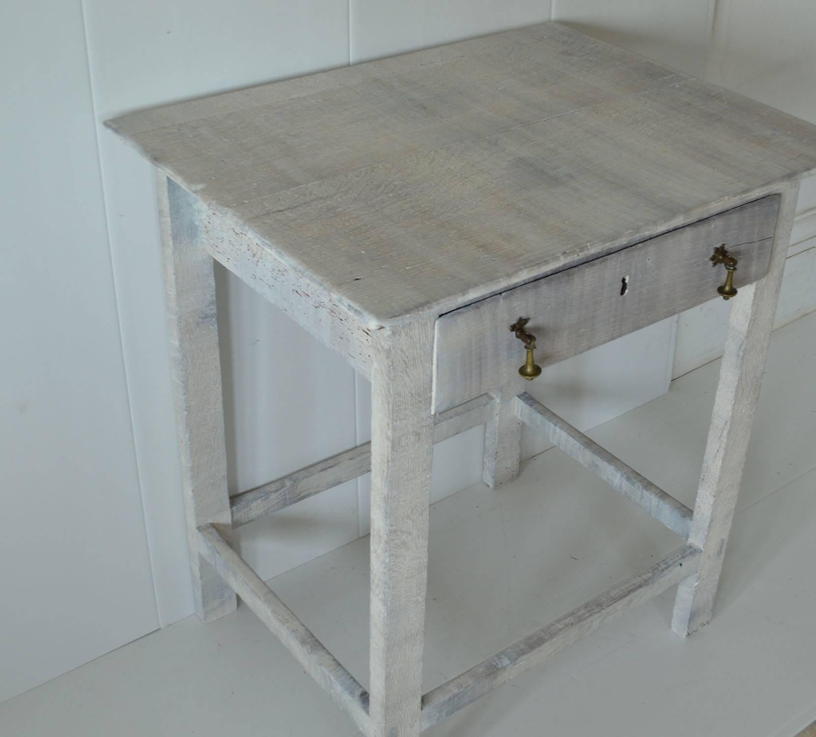 Small Antique Limed Oak Side Table, English, 18th Century In Good Condition In St Annes, Lancashire