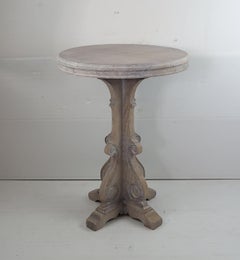 Small Antique Limed Oak Side Table in Baroque Style