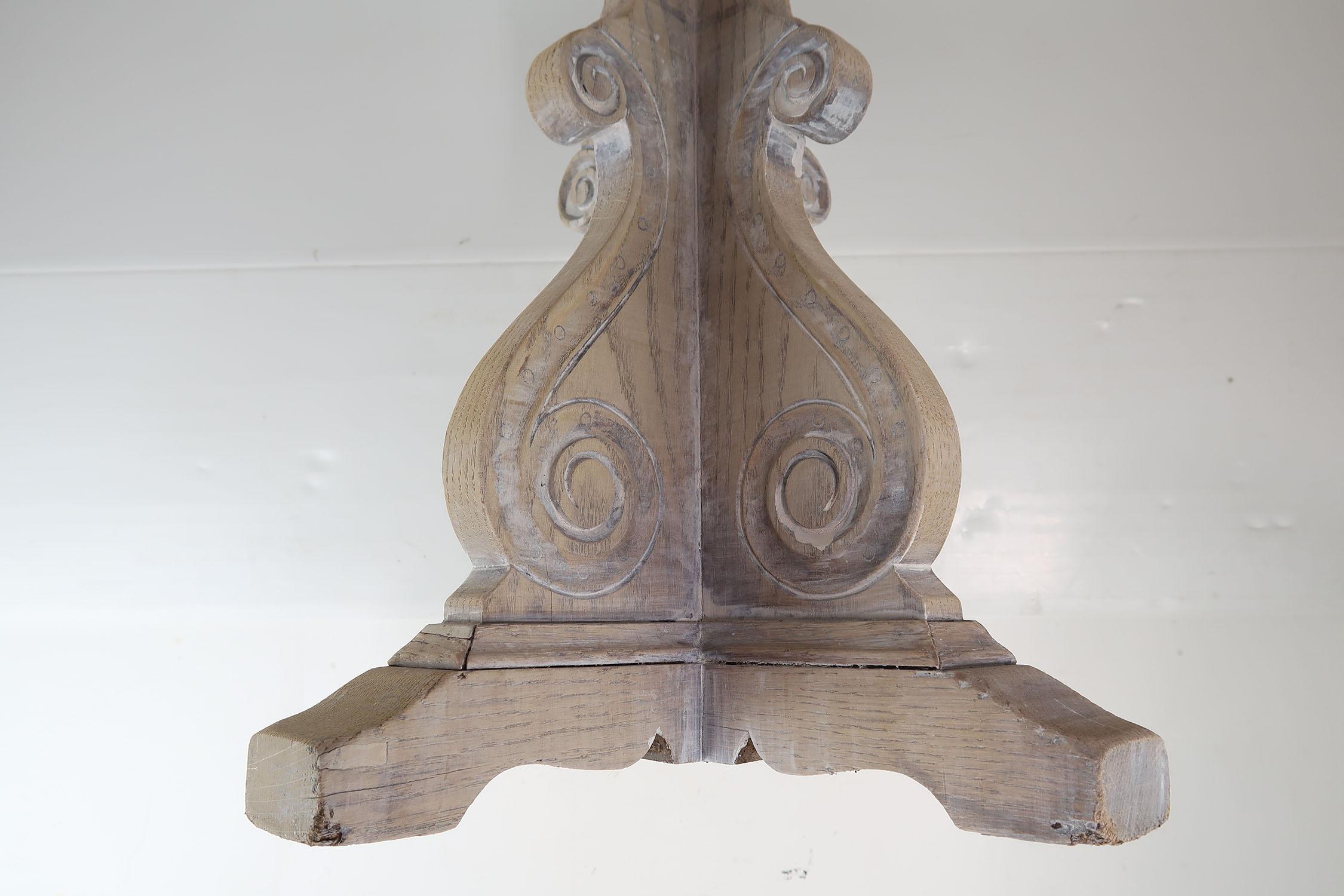 Small Antique Limed Oak Side Table in Baroque Style In Good Condition In St Annes, Lancashire