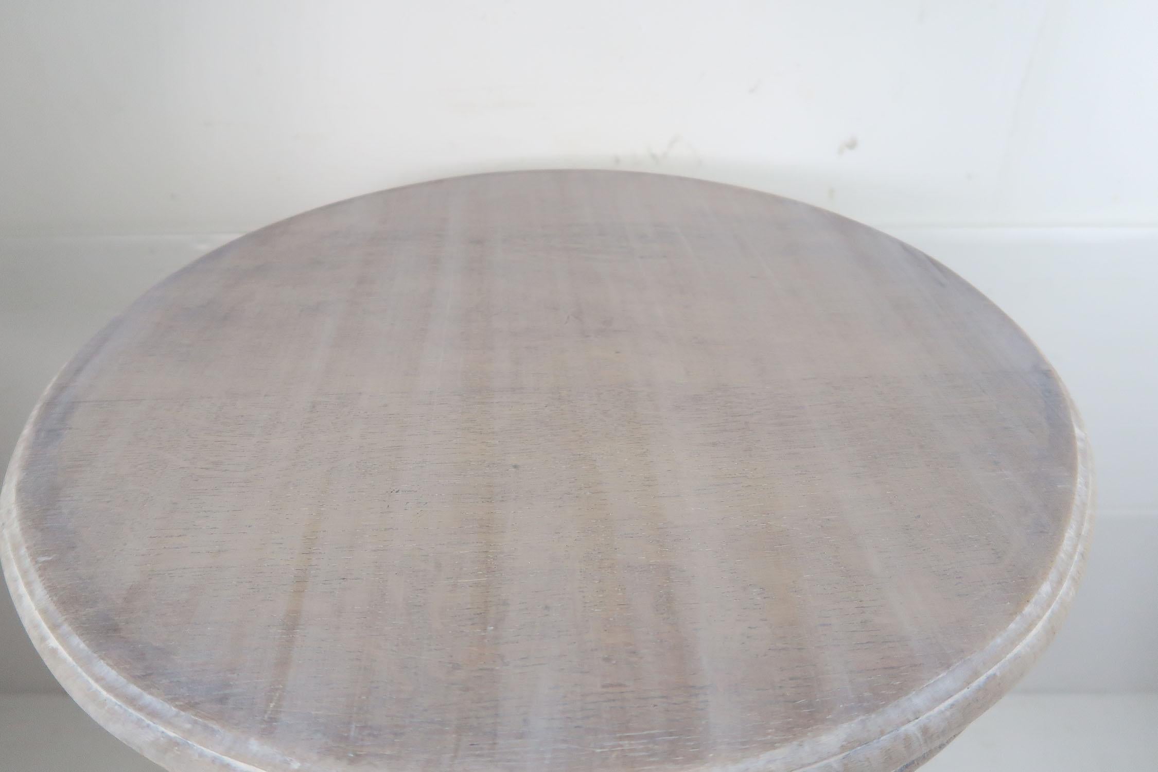 Early 20th Century Small Antique Limed Oak Side Table in Baroque Style